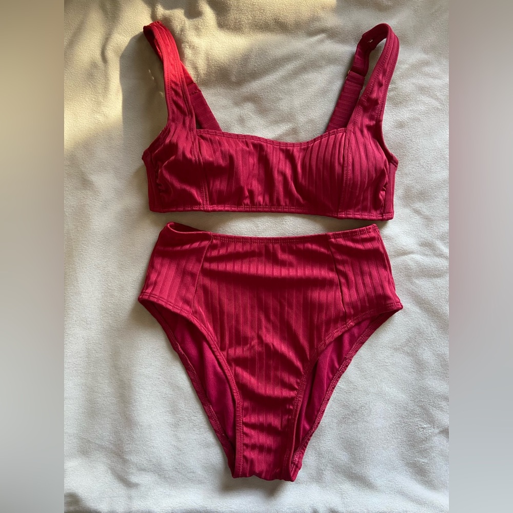 women’s red high-waisted bikini